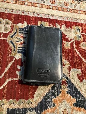 Vintage Coach Organizer Black Leather Unisex